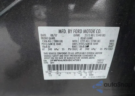 2017 Ford Edge Sel from USA, damaged, VIN 2FMPK4J95HBC47081